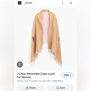 NWT, J Crew, reversible cape scarf, pink and tan, one size fits all